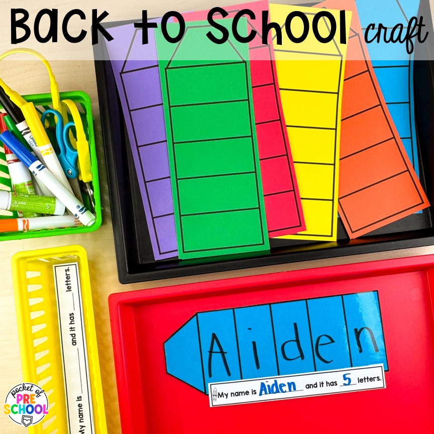 Fall Bulletin Boards & Crafts for Preschool, Pre-K, & Kindergarten 3 Back to school name craft! Check out these adorable fall bulletin board kits & crafts. They are low-prep and perfect for preschool, pre-k, and kindergarten classrooms.