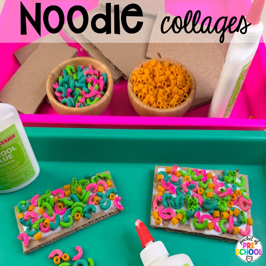 Food and Nutrition Activities and Centers for Little Learners 20 Noodle collages! Food and nutrition activities and centers for preschool, pre-k, and kindergarten. Reading, writing, math, fine motor, STEM, and art.