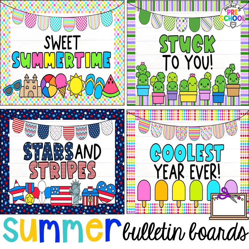 Check out these adorable summer bulletin board kits & crafts. They are low-prep and perfect for preschool, pre-k, and kindergarten classrooms.