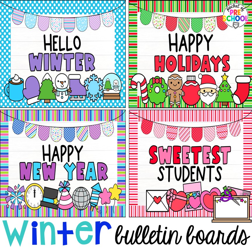 Check out these adorable winter bulletin board kits & crafts. They are low-prep and perfect for preschool, pre-k, and kindergarten classrooms.
