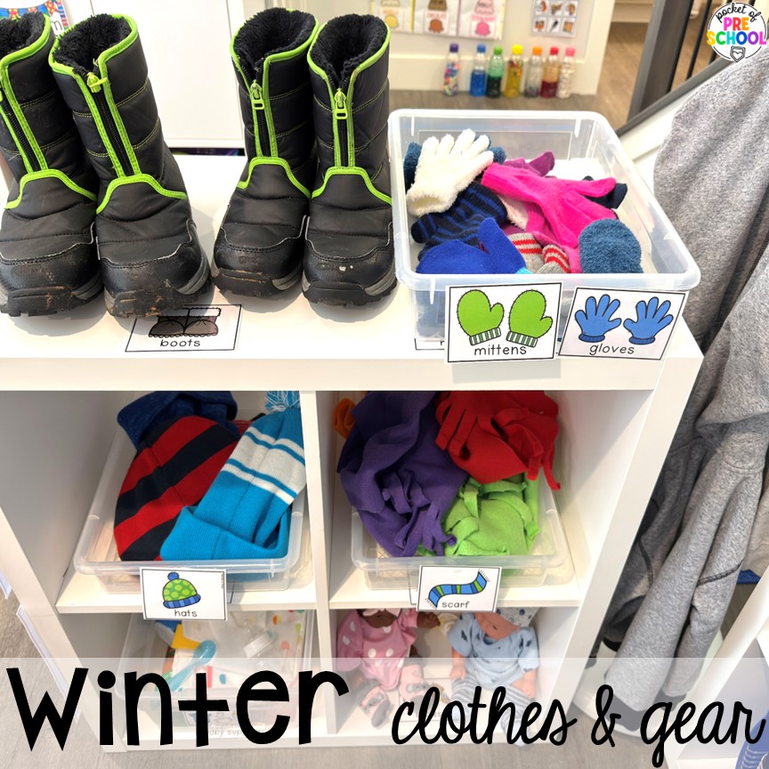 Hot Cocoa Stand Dramatic Play for Preschool, Pre-k, and Kindergarten 13 Winter clothes & gear! Transform your pretend area into a hot cocoa stand for hours of winter fun! This dramatic play unit incorporates so much math, literacy, and social skills for preschool, pre-k, and kindergarten students.