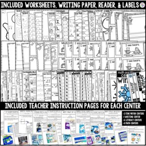 winter centers preview (1) Have a winter theme in your preschool, pre-k, or kindergarten classroom while learning math and literacy skills.