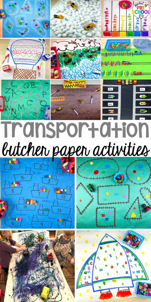 Transportation Butcher Paper Activities for Preschool, Pre-K, & Kindergarten 22 Make learning fun and hands-on with these transportation butcher paper activities for math, literacy, and fine motor.