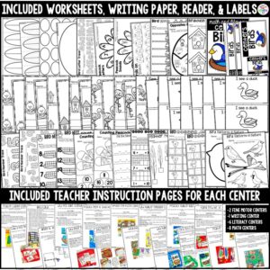 bird center previews (1) Have a bird theme in your preschool, pre-k, or kindergarten classroom while learning math and literacy skills.