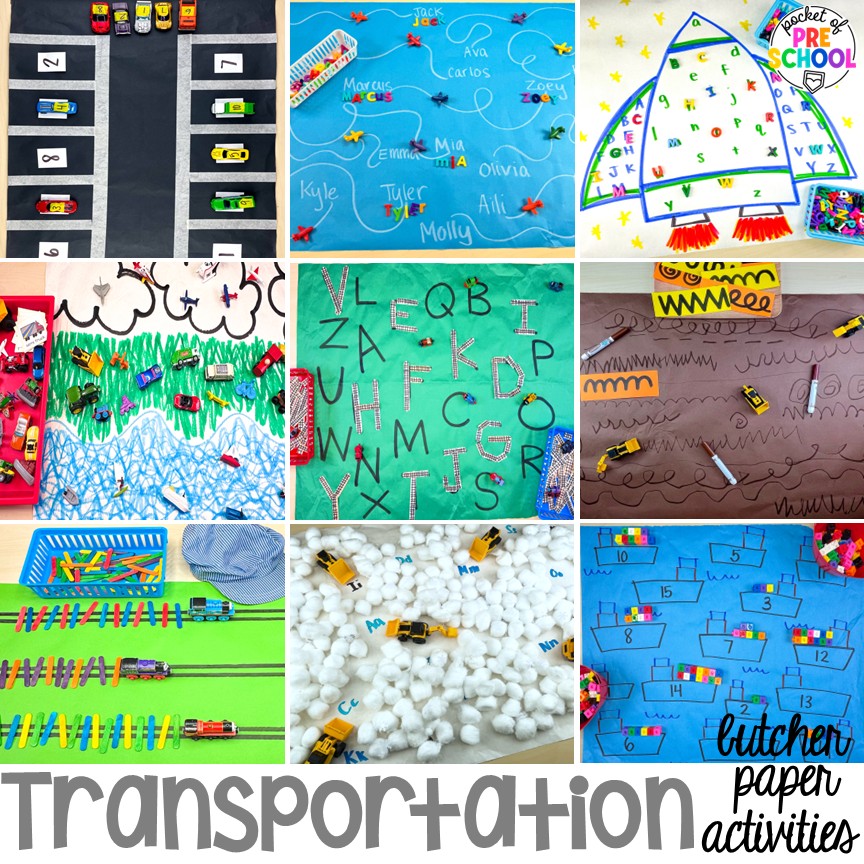 Make learning fun and hands-on with these transportation butcher paper activities for math, literacy, and fine motor.