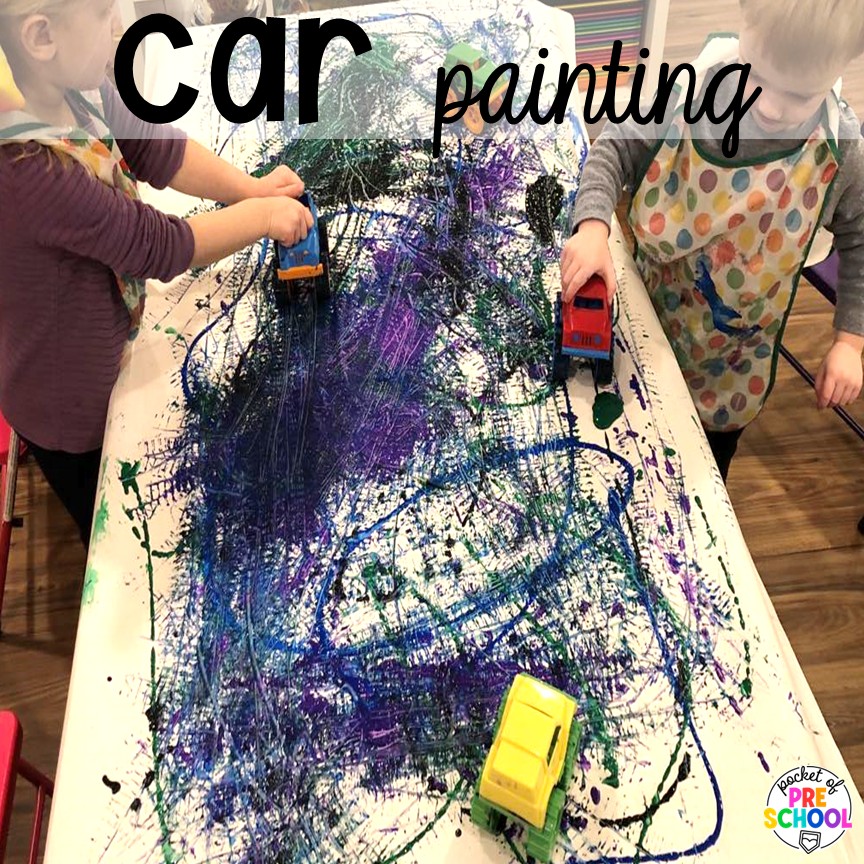 Transportation Butcher Paper Activities for Preschool, Pre-K, & Kindergarten 17 Car Painting! Make learning fun and hands-on with these transportation butcher paper activities for math, literacy, and fine motor.