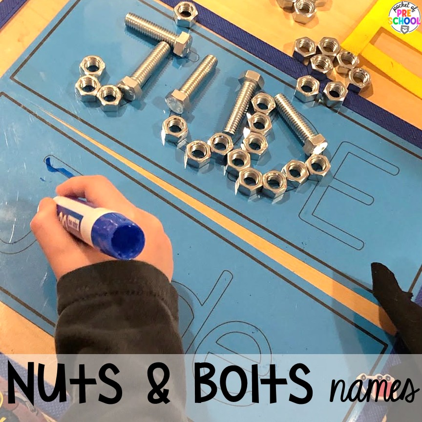 Transportation Centers and Activities (2 Freebies too) 1 Nuts & bolts names! My go to Transportation themed math, writing, fine motor, sensory, reading, science activities, and more for preschool and kindergarten.