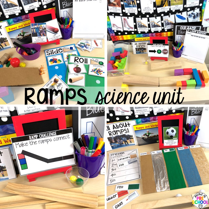 Transportation Centers and Activities (2 Freebies too) 37 Ramps science unit! My go to Transportation themed math, writing, fine motor, sensory, reading, science activities, and more for preschool and kindergarten.