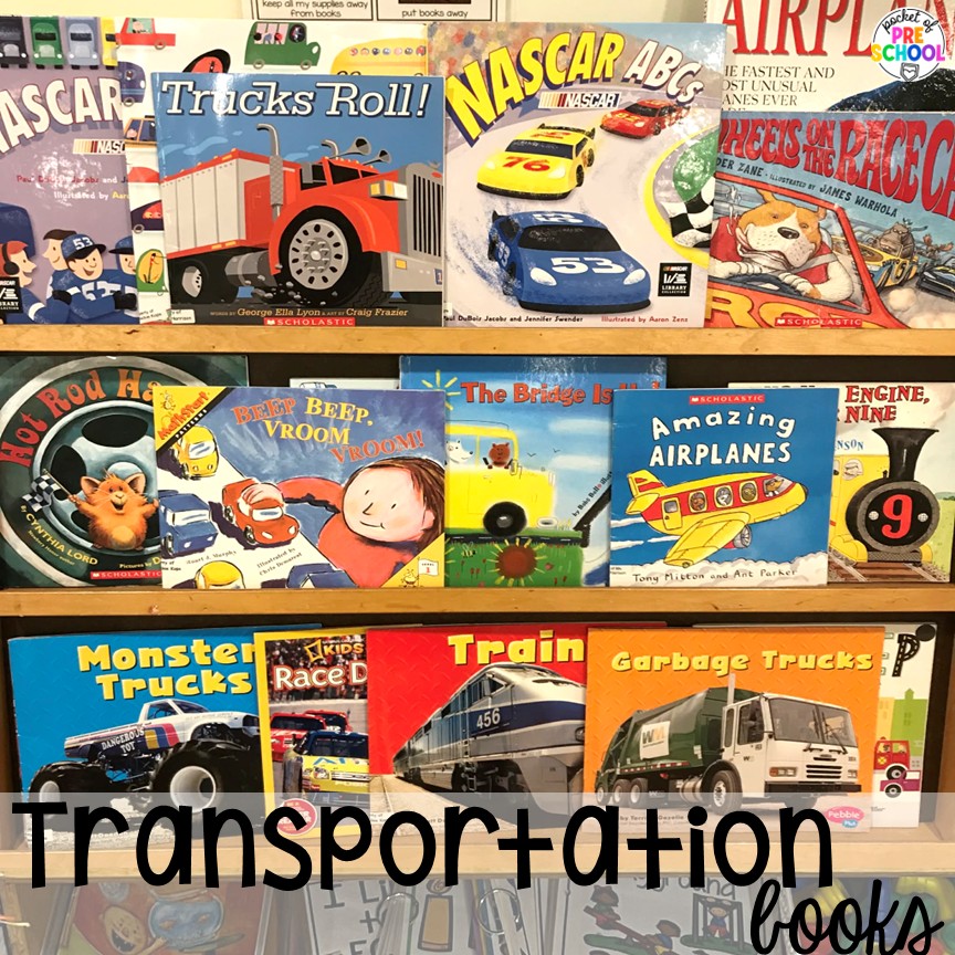 Transportation Centers and Activities (2 Freebies too) 3 Transportation books! My go to Transportation themed math, writing, fine motor, sensory, reading, science activities, and more for preschool and kindergarten.
