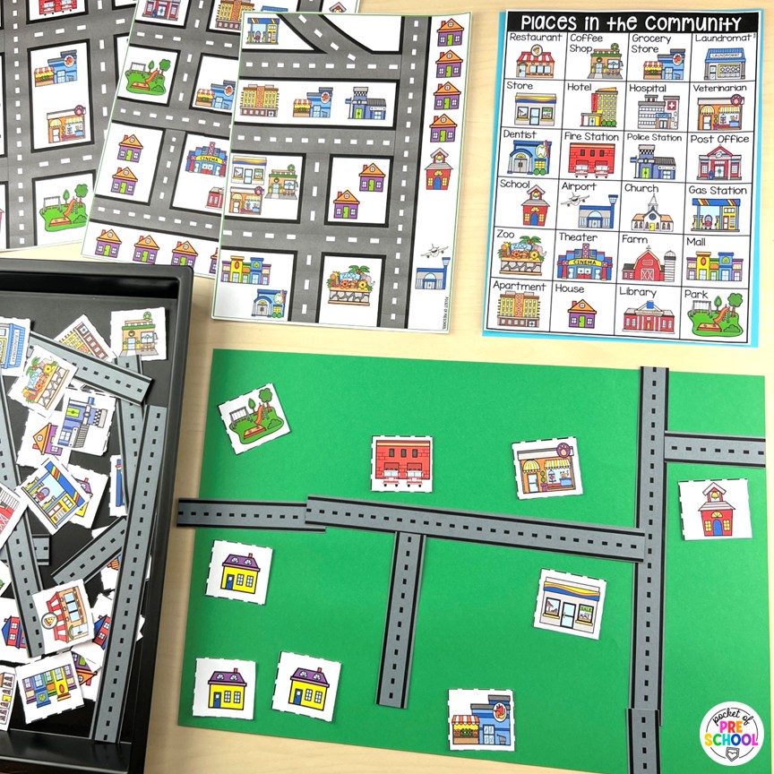 Community Helpers Math and Literacy Centers for Preschool, Pre-K, and Kinder 6 Community Helpers Math and Literacy Centers are loaded with fun, hands-on community helper-themed activities to help your students build math and literacy concepts! Now includes two fine motor activities, one writing center, six literacy activities, and eight math activities.