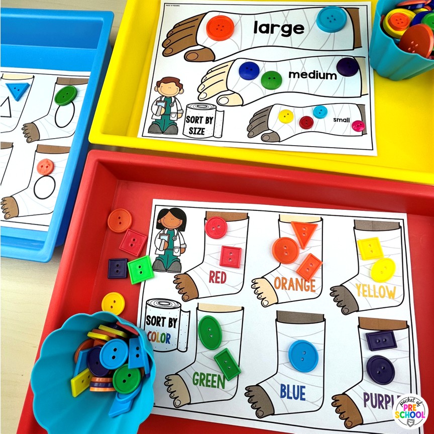 Community Helpers Math and Literacy Centers for Preschool, Pre-K, and Kinder 3 Community Helpers Math and Literacy Centers are loaded with fun, hands-on community helper-themed activities to help your students build math and literacy concepts! Now includes two fine motor activities, one writing center, six literacy activities, and eight math activities.