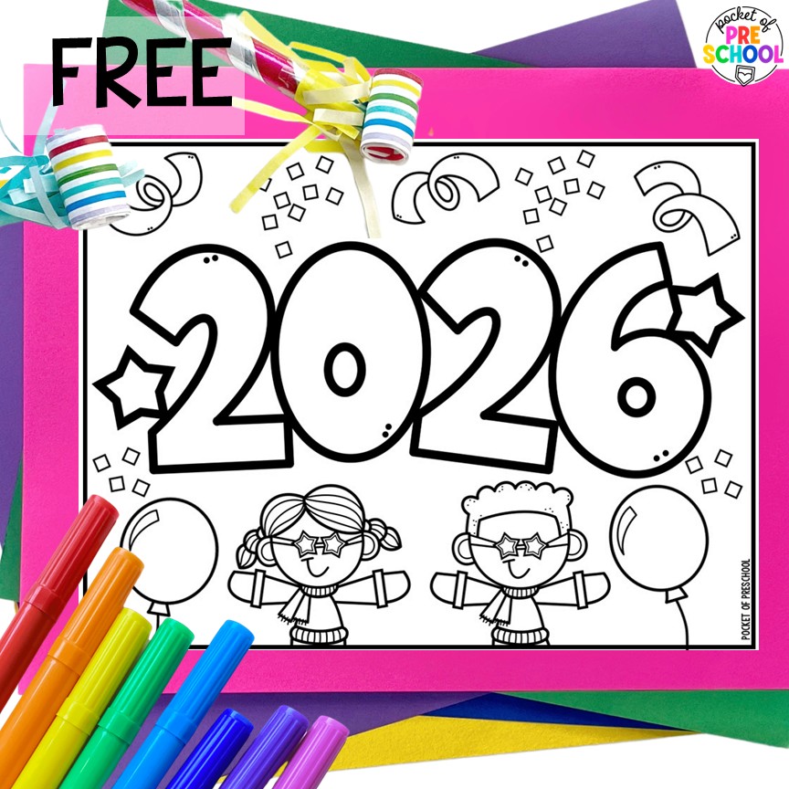 New Year Activities and Centers for Preschool, Pre-k, and Kindergarten 2 New years freebie plus more New Year activities and centers for preschool, pre-k, and kindergarten students.