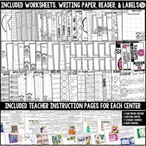 sweets center preview (1) Sweets Math and Literacy Centers are loaded with fun, hands-on sweets-themed activities to help your students build math and literacy concepts! Perfect for a bakery and 5 senses theme. It now includes two fine motor centers, one writing center, seven literacy centers, and eight math centers.