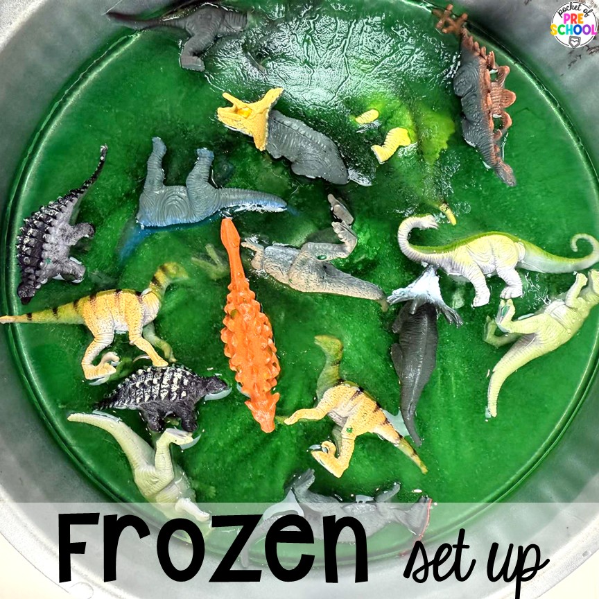 All About Frozen Escapes For Sensory Play For Preschool, Pre-K, & Kindergarten 3 Dinosaur ice! Frozen escapes are a wonderful sensory option for students to practice literacy, math, or science skills. Freeze some manipulatives and let your preschool, pre-k, or kindergarten students explore!