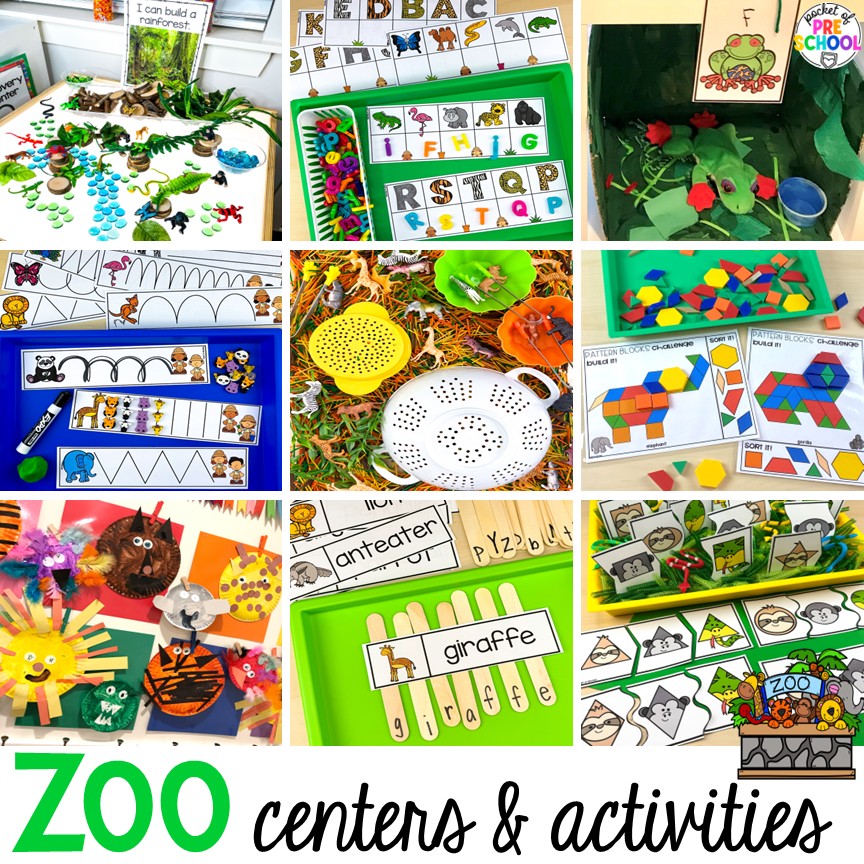 Zoo centers & activities for math, literacy, science, fine motor, sensory, art, & more! These zoo activities are designed for preschool, pre-k, and kindergarten.