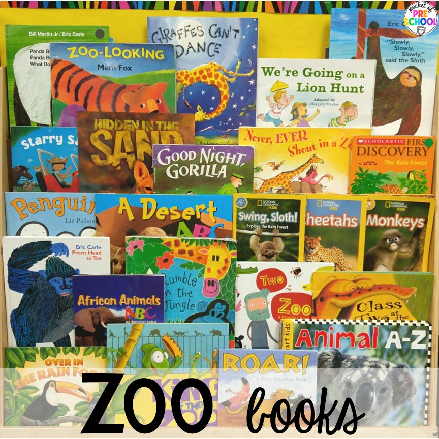 Zoo Books! Zoo centers & activities for math, literacy, science, fine motor, sensory, art, & more! These zoo activities are designed for preschool, pre-k, and kindergarten.