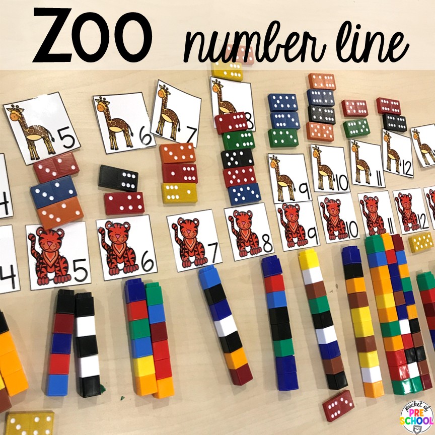 Zoo Number Line! Zoo centers & activities for math, literacy, science, fine motor, sensory, art, & more! These zoo activities are designed for preschool, pre-k, and kindergarten.