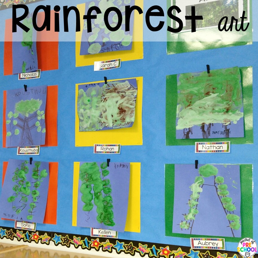 Rainforest Art! Zoo centers & activities for math, literacy, science, fine motor, sensory, art, & more! These zoo activities are designed for preschool, pre-k, and kindergarten.