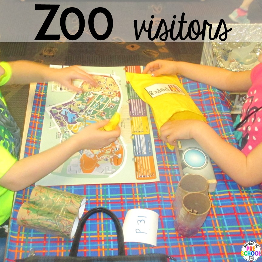 Zoo visitors! Try a zoo dramatic play area so your preschool, pre-k, or kindergarten students can visit the animal exhibits, shop at the snack shack, and be the zookeepers.