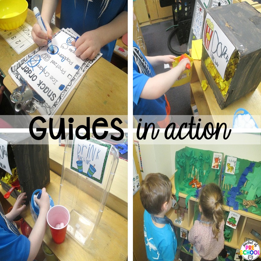 Guides in action! Try a zoo dramatic play area so your preschool, pre-k, or kindergarten students can visit the animal exhibits, shop at the snack shack, and be the zookeepers.