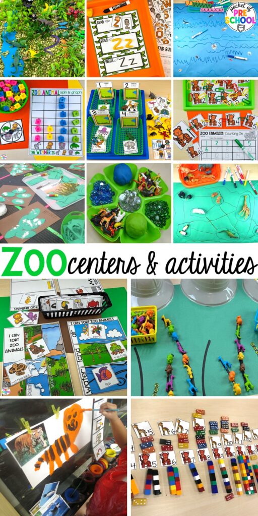 Zoo centers & activities for math, literacy, science, fine motor, sensory, art, & more! These zoo activities are designed for preschool, pre-k, and kindergarten.