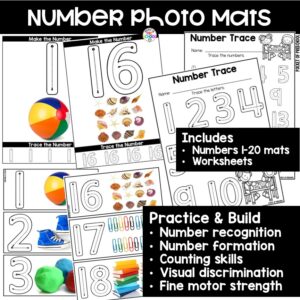 PREVIEW photo number mats (1) Practice number formation and identification while building numbers on these photo number mats.