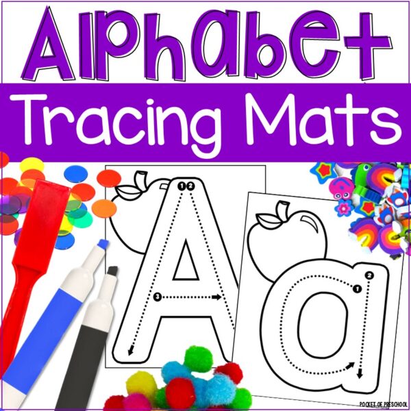 Trace and build letters on these alphabet tracing mats.