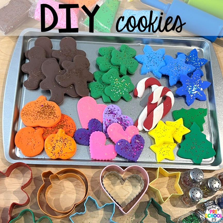 Coffee Shop Dramatic Play for Preschool, Pre-k, and Kindergarten 17 DIY Cookies! A coffee shop dramatic play is so much fun for preschool, pre-k, and kindergarten students. Plus, you can add in tons of math, literacy, science, and social skills into their play!