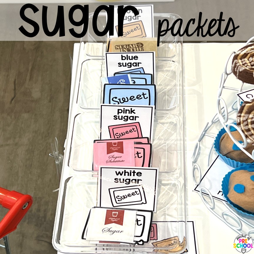 Coffee Shop Dramatic Play for Preschool, Pre-k, and Kindergarten 11 Sugar Packets! A coffee shop dramatic play is so much fun for preschool, pre-k, and kindergarten students. Plus, you can add in tons of math, literacy, science, and social skills into their play!